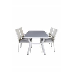 Virya Dining Table - White Alu / Grey Glass - small table+Anna Chair - White_4