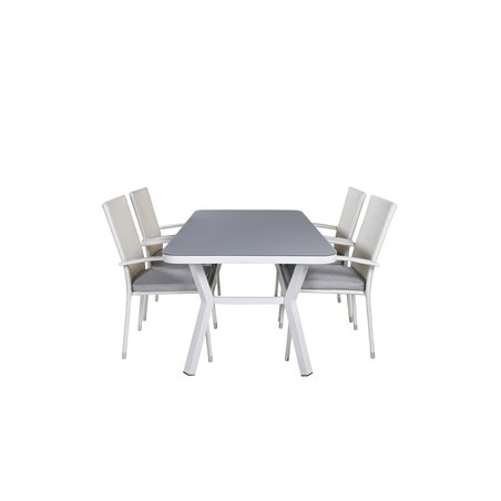 Virya Dining Table - White Alu / Grey Glass - small table+Anna Chair - White_4