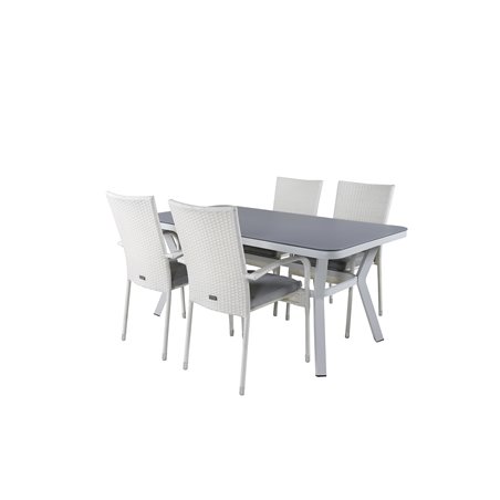 Virya Dining Table - White Alu / Grey Glass Anna -tuoli Valkoinen 4