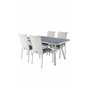 Virya Dining Table - White Alu / Grey Glass Anna -tuoli Valkoinen 4