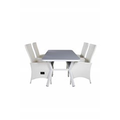 Virya Dining Table - White Alu / Grey Glass - small table+Padova Chair (Recliner) - White/Grey_4