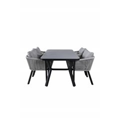 Virya Dining Table - BLACK Alu / Grey Glass - small table+Virya Dining Chair - BLACK Alu / Grey cushion _4