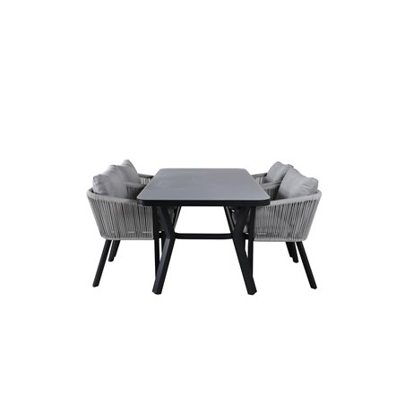 Virya ruokapöytä BLAC K Alu / Grey Glass - Pieni pöytä Virya Dining Tuoli BLAC K Alu / Grey Cushion