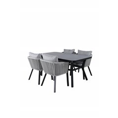 Virya Dining Table - BLACK Alu / Grey Glass - small table+Virya Dining Chair - BLACK Alu / Grey cushion _4