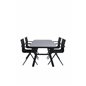 Virya Dining Table - BLAC K Alu / Grey Glass - Small Table+Alina Dining Chair - Black Alu / Black Textilene