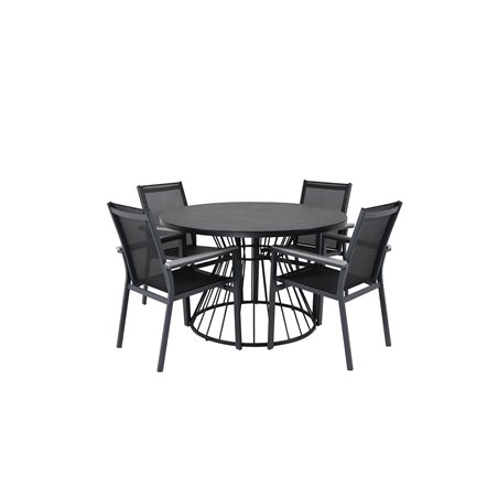 Tropea Dining Table - Black Steel / Grey Spray Glass, Parma Chair - Black/Grey_4