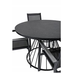 Tropea Dining Table - Black Steel / Grey Spray Glass, Parma Chair - Black/Grey_4