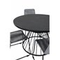 Tropea Dining Table - Black Steel / Grey Spray Glass, Lindos Chair