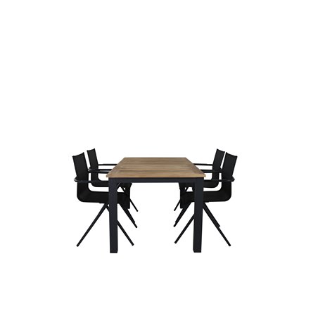 Panama Table 152/210 - Black/Teak, Alina Dining Chair - Black Alu / Black Textilene_4