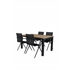 Panama Table 152/210 - Black/Teak, Alina Dining Chair - Black Alu / Black Textilene_4