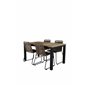 Panama Tabell 152/210 - Svart / Teak, Lindos Stapelbar stol - Svart Aluminium / Latte Rep_4