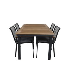 Panama Table 160/240 - Black/Teak, Dallas Dining Chair_4