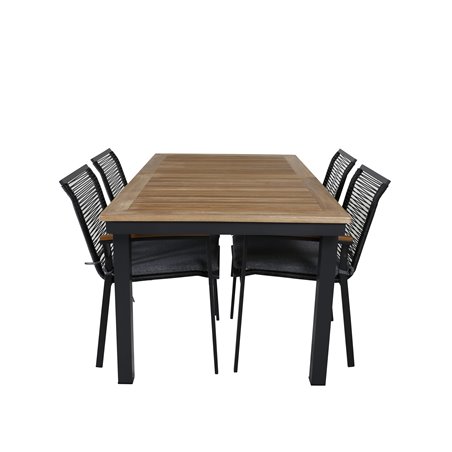 Panama Table 160/240 - Black/Teak, Dallas Dining Chair_4