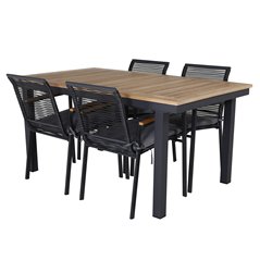 Panama Table 160/240 - Black/Teak, Dallas Dining Chair_4