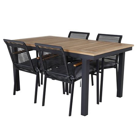 Panama Tabell 160/240 - Svart / Teak, Dallas Matstol_4