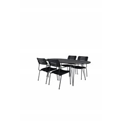 Viga Dining Table - Black Steel / Grey Spray glass - 200*100cm, Nicke Dining chair w, armrest - Black Steel_4