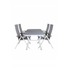 Virya Dining Table - White Alu / Grey Glass - small table+Albany Light 5-pos white alu / Grey Textilene_4