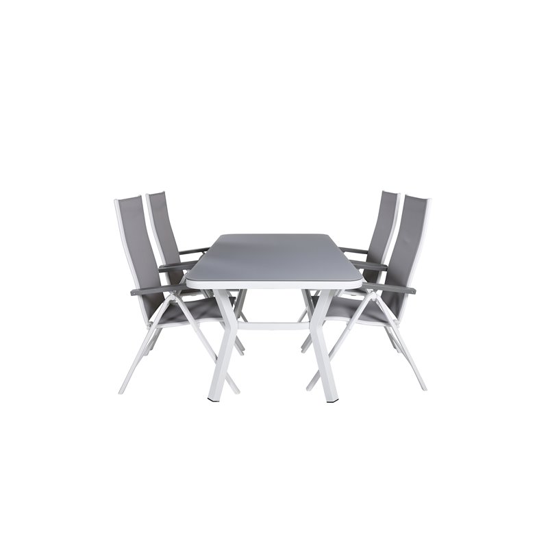 Virya Dining Table - White Alu / Grey Glass Albany Light 5-pos valkoinen alu / Harmaa tekstiili