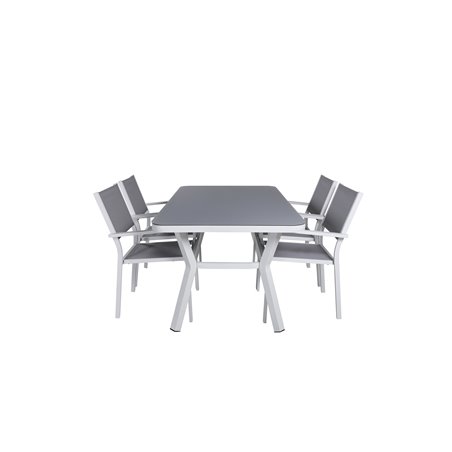 Virya Dining Table - White Alu / Grey Glass - Pieni pöytä + cocabana Tanssin tuoli