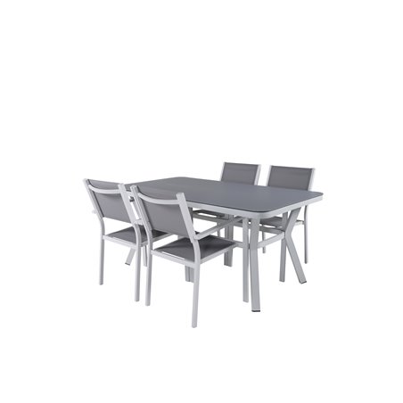 Virya Dining Table - White Alu / Grey Glass - Pieni pöytä + cocabana Tanssin tuoli