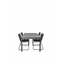 Levels Table 160/240 - Black/Grey, Lindos Stacking Chair - Black Alu / Black Rope_4