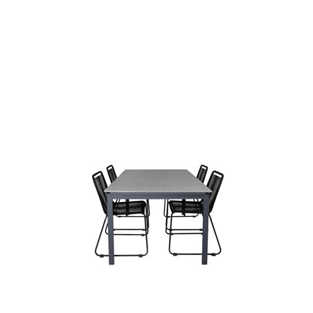 Levels Table 160/240 - Black/Grey, Lindos Stacking Chair - Black Alu / Black Rope_4