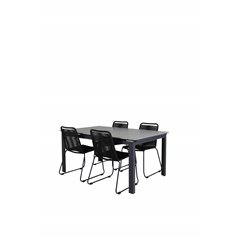 Levels Table 160/240 - Black/Grey, Lindos Stacking Chair - Black Alu / Black Rope_4