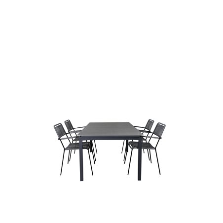 Levels Table 160/240 - Black/Grey, Lindos Armchair - Black Alu / Grey Rope_4