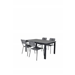 Levels Table 160/240 - Black/Grey, Lindos Armchair - Black Alu / Grey Rope_4