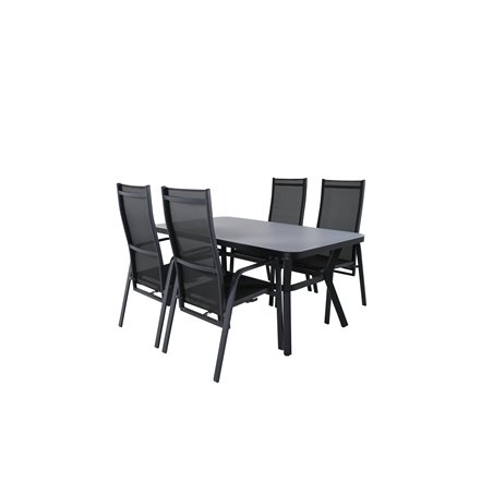 Virya Dining Table - BLAC K Alu / Grey Glass - Small Table+Copacabana Recliner Chair - Black/Black_4