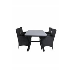 Virya Dining Table - BLACK Alu / Grey Glass - small table+Malin Armchair - Black/Grey_4