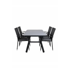 Virya Dining Table - BLACK Alu / Grey Glass - small table+Anna Chair - Black_4