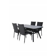 Virya Dining Table - BLACK Alu / Grey Glass - small table+Anna Chair - Black_4