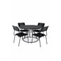 Tropea Dining Table - Black Steel / Grey Spray Glass, Nicke Dining -tuoli, käsivarsi