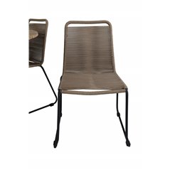 Mexico Table ø 140 - Black/Teak, Lindos Stacking Chair - Black Alu / Latte Rope_4