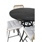 Nicke Dining Table - Black Steel - ø90cm, Viga Dining -tuoli Nature Wicker/White Cushion