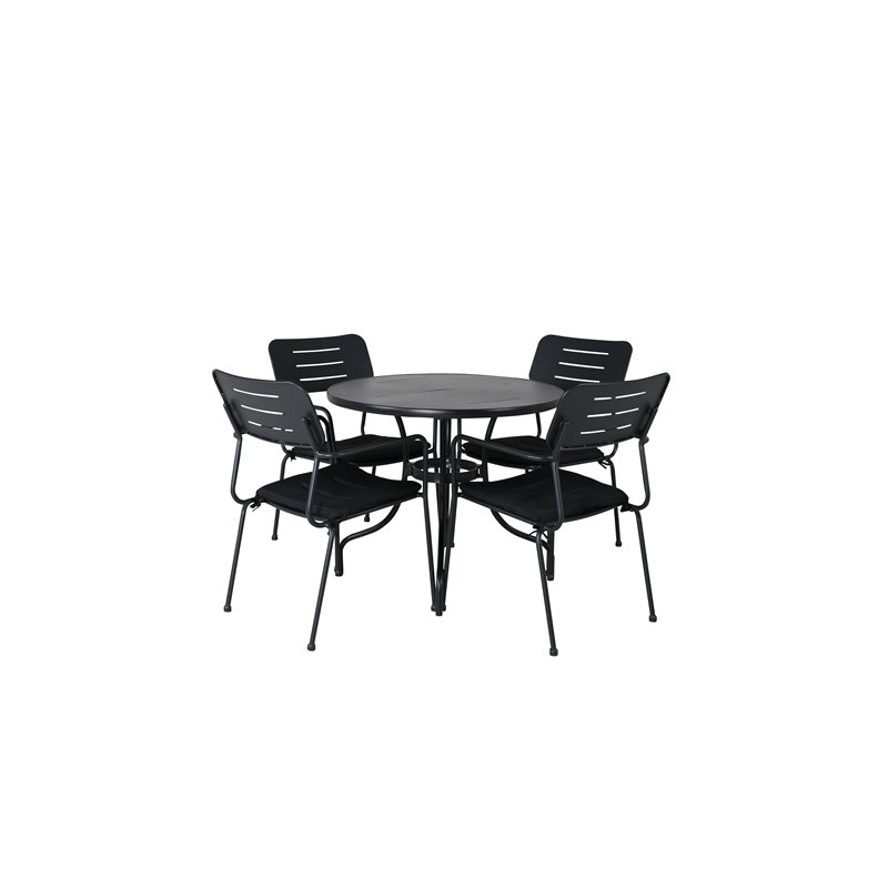 Nicke Dining Table - Black Steel - ø90cm, Nicke Dining W, Armrest