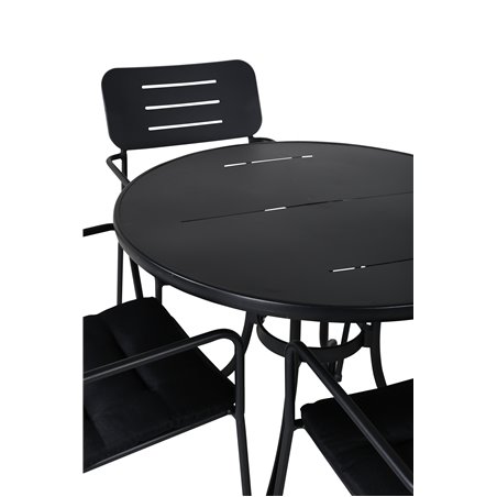 Nicke Dining Table - Black Steel - ø90cm, Nicke Dining W, Armrest