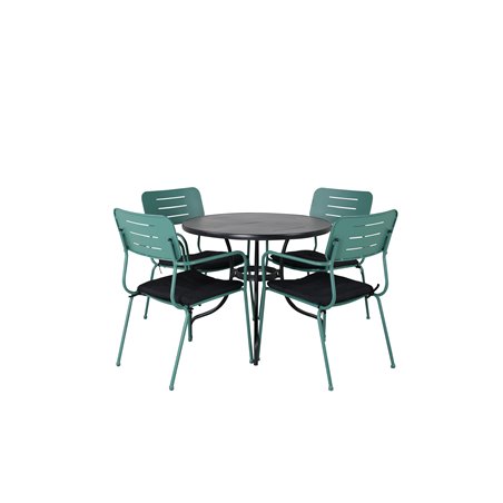 Nicke Dining Table - Black Steel - ø90cm, Nicke Dining W, Armrest