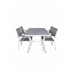 Virya Dining Table - White Alu / Grey Glass Levels Chair (pinottavissa)