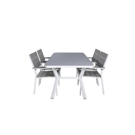 Virya Dining Table - White Alu / Grey Glass - small table+Levels Chair (stackable) - White Alu / Grey Aintwood_4