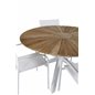 Meksiko Pöytä ø 140 - Valkoinen/Teak, Santorini Nokkatuoli (Pinottava) - Valkoinen Alu / Valkoinen Textilene_4