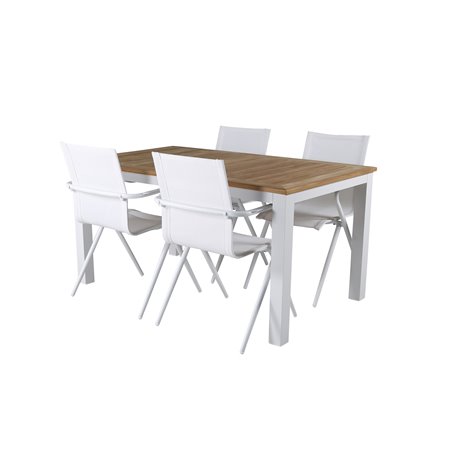 Panama - Tabell - 152/210 * 90 - Vit Aluminium / Teak, Alina Matställe - Vit Aluminium / Vit Textilene_4