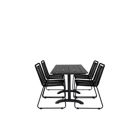 Denver 70*120 Black/Black, Lindos Stacking Chair - Black Alu / Black Rope_4