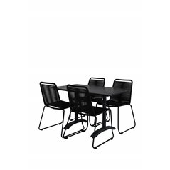 Denver 70*120 Black/Black, Lindos Stacking Chair - Black Alu / Black Rope_4