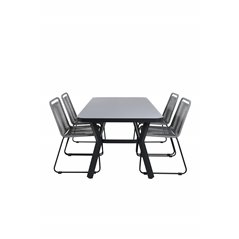 Virya Dining Table - BLACK Alu / Grey Glass - small table+Lindos Chair - Black/Grey_4