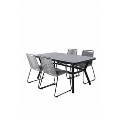 Virya Dining Table - BLACK Alu / Grey Glass - small table+Lindos Chair - Black/Grey_4