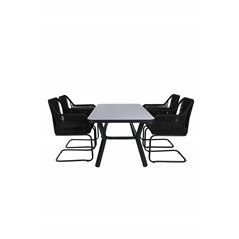 Virya Dining Table - BLACK Alu / Grey Glass - small table+Lindos Karmstol med svikt Svart stål / Svart rep_4