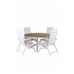 Mexico Table ø 140 - White/Teak, Panama Light 5-pos Chair White / white_4