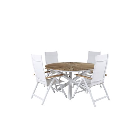 Mexico Table ø 140 - White/Teak, Panama Light 5-pos Chair White / white_4